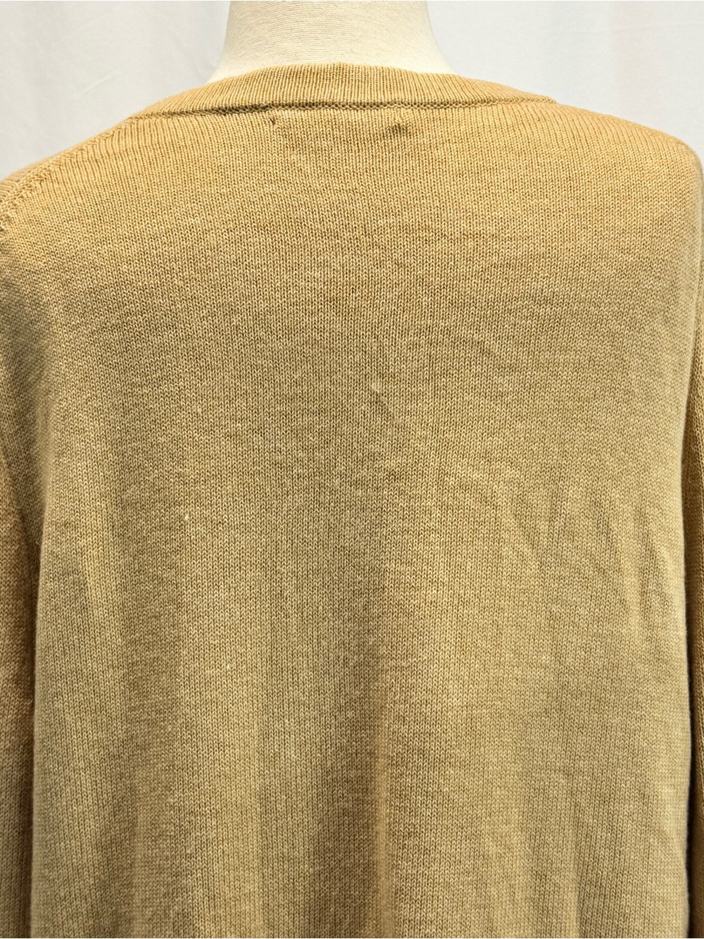 GAP V-Neck Button Cardigan Camel Tan Elbow Patches Wool Blend Grandpa Academia - Picture 8 of 12